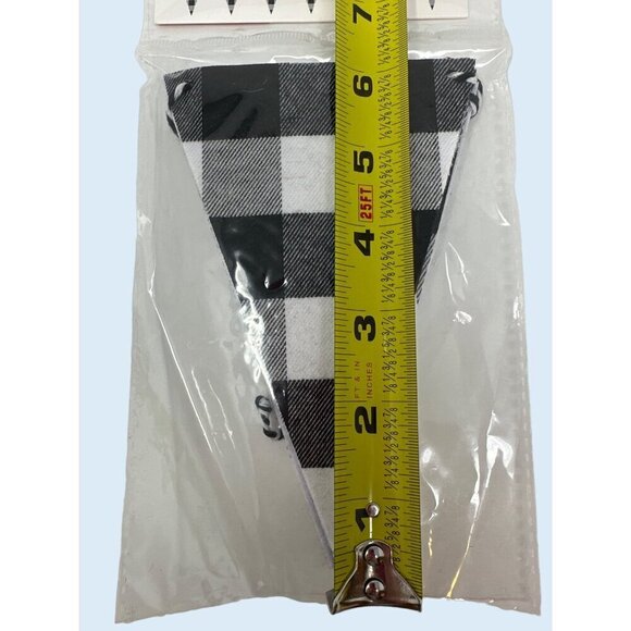 Black White Buffalo Plaid Banner 72in Checkered Triangle Garland Farmhouse Decor - Picture 7 of 7